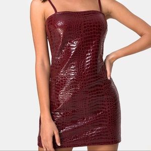Motel rocks maroon croc mini dress